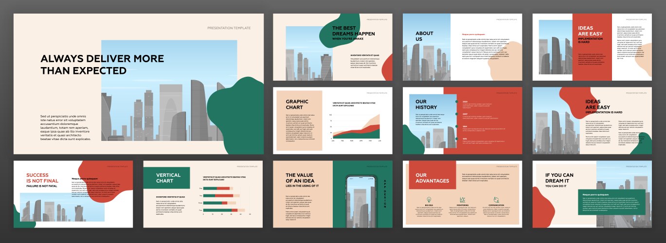 Business presentation templates set use Royalty Free Vector