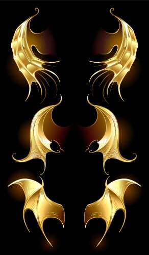 Dramatic Golden Dragon Wings Vector Image
