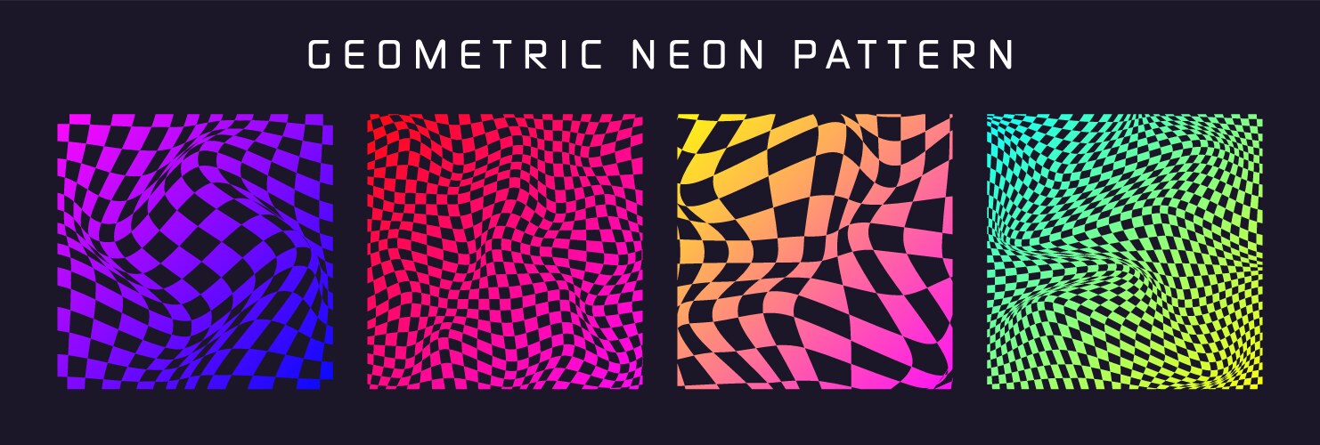 Groovy checkered pattern colorful distorted tiled vector image