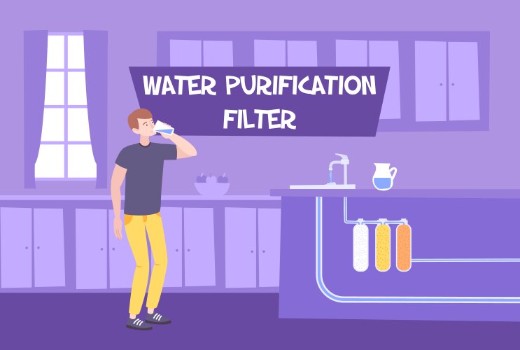 domestic water purification composition vector image