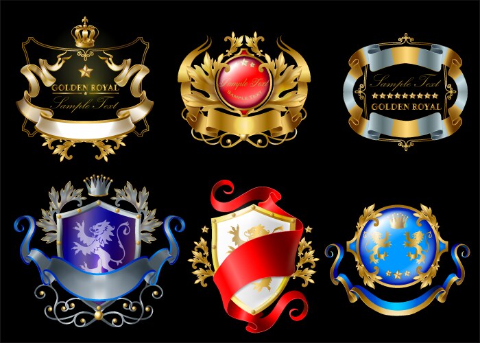 Royal Emblem Sticker Set Vector Image