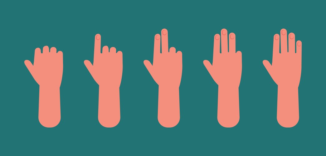 hand count one to five fingers arm showing sign vector image