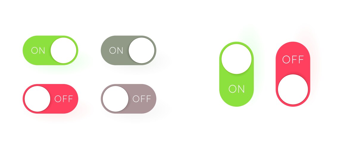 Set of on and off toggle switch buttons modern vector image