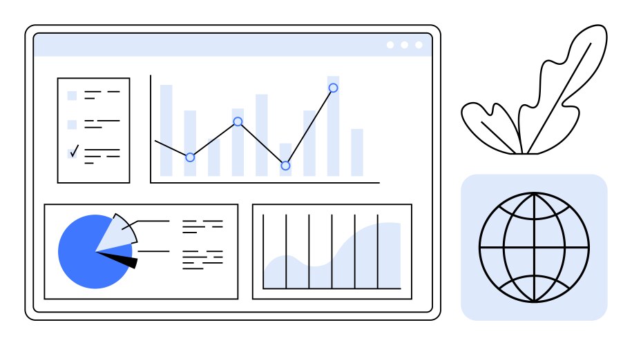 Digital dashboard featuring data analytics pie vector image