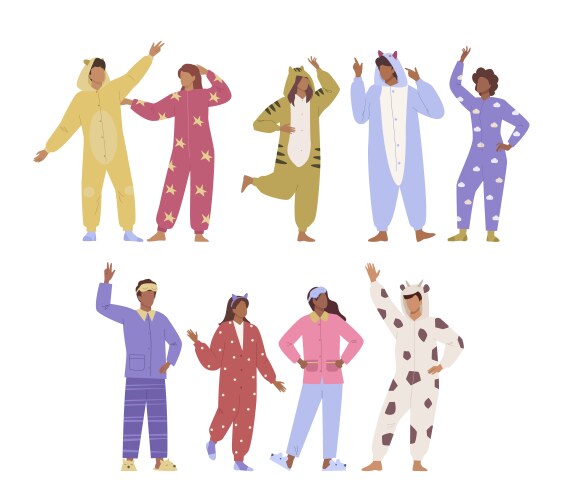 pajama party characters people dressed vector image