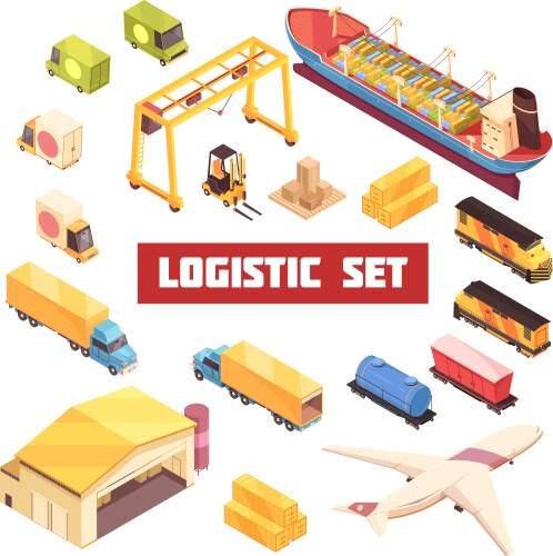 Isometric warehouse concept Royalty Free Vector Image