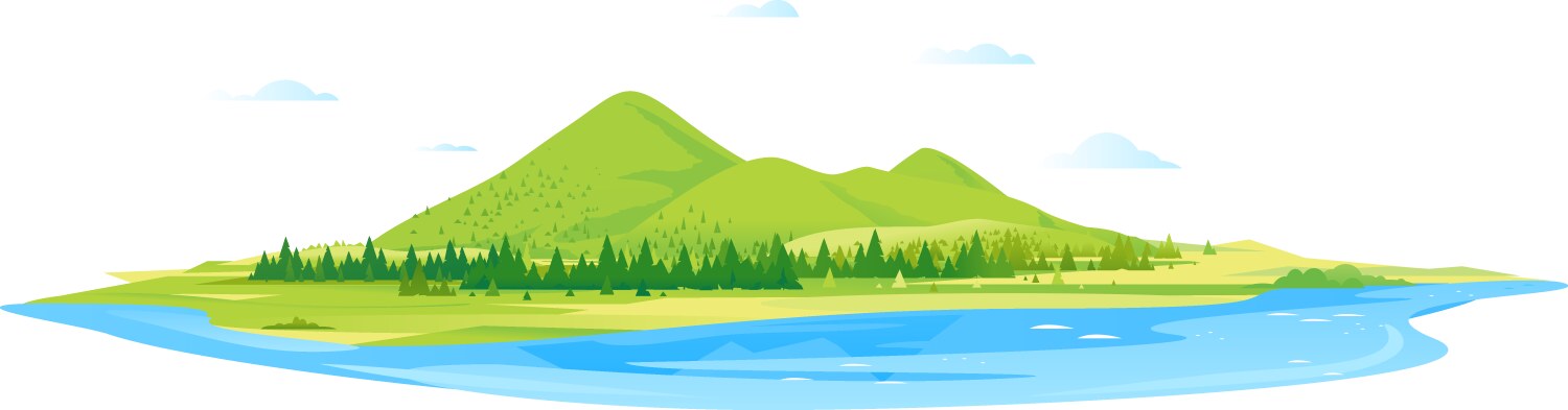 River bank with forest and fish Royalty Free Vector Image