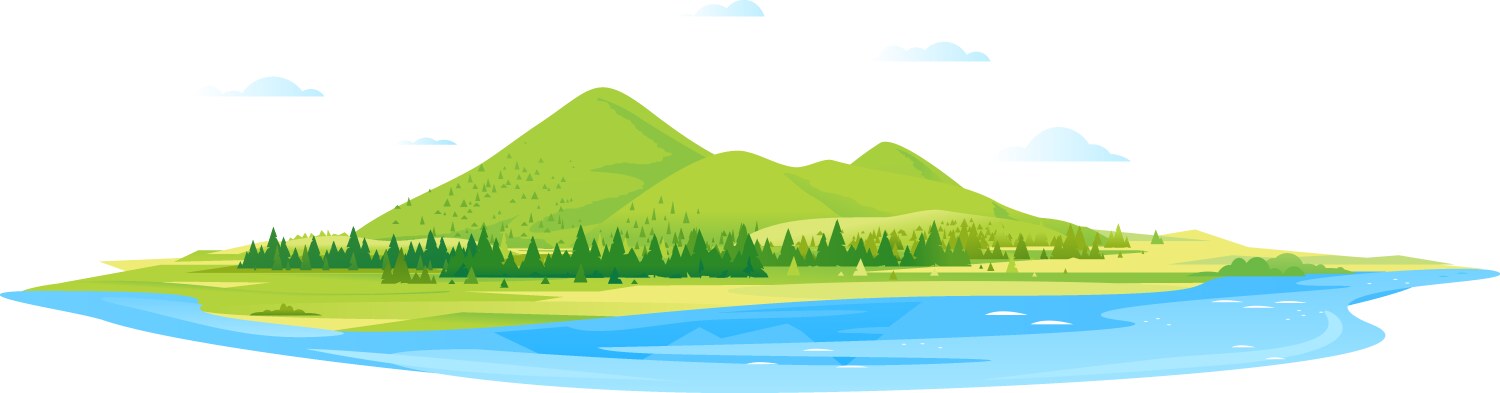 green mountain hills with forest and lake vector image vector image