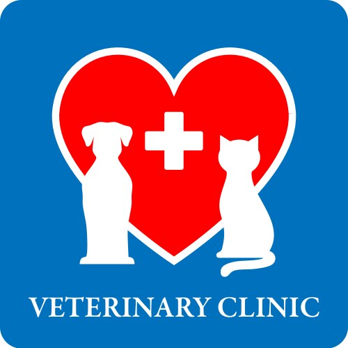 Veterinary clinic icon with red heart vector image