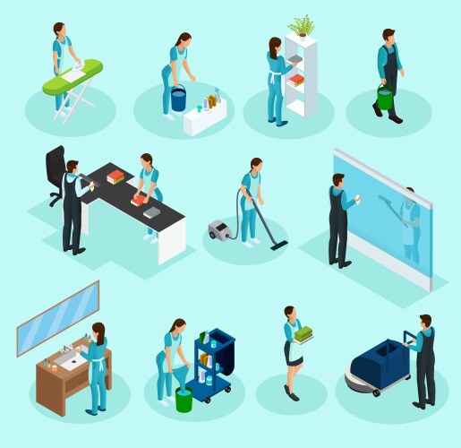 Spring cleaning isometric composition Royalty Free Vector