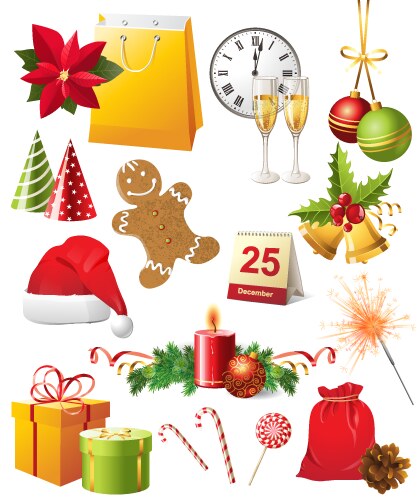 Christmas element set Royalty Free Vector Image