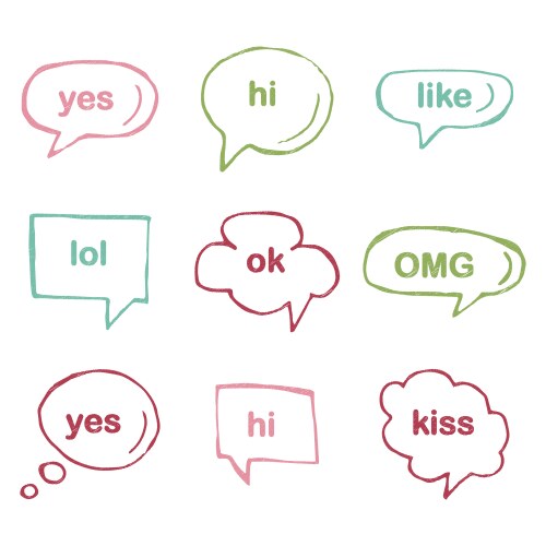Set different speech bubble in doodle style Vector Image