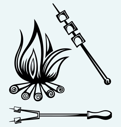 Roasting Marshmallows Over Fire Vector Image