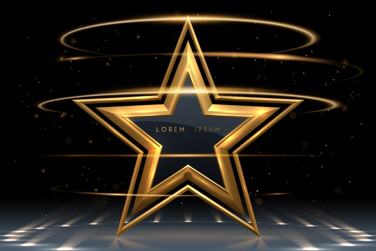 Black star shape with golden light effect Vector Image
