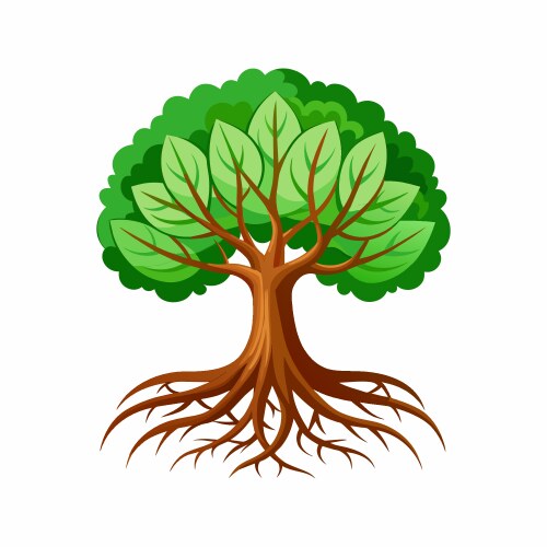 Tree with roots Royalty Free Vector Image - VectorStock