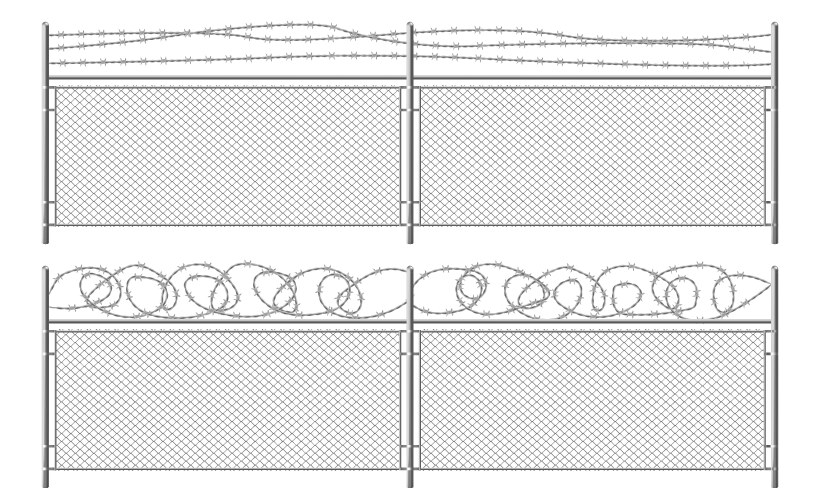 grid fence with barbed wire two segments rabitz vector image