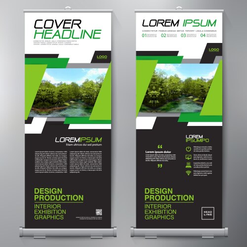 Roll Up Banner Stand Display Template Vector Image