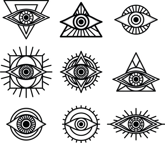 One eye sign symbol logo logotype collection Vector Image