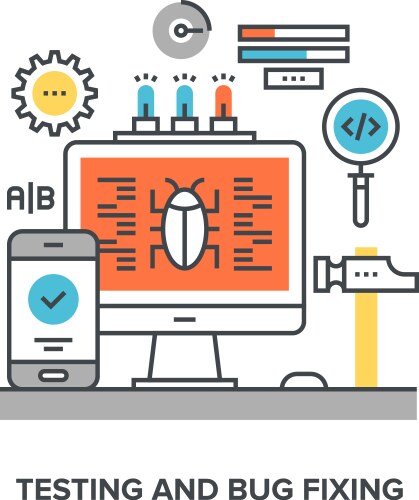 Software Testing & Debugging vector image