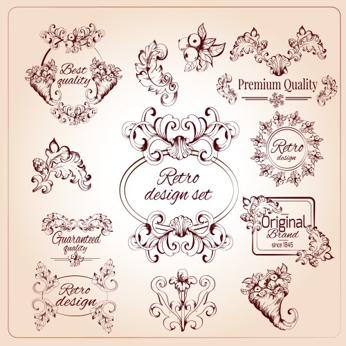 Elements in baroque rococo victorian Royalty Free Vector