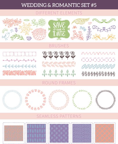 Wedding vintage elements big collection Royalty Free Vector