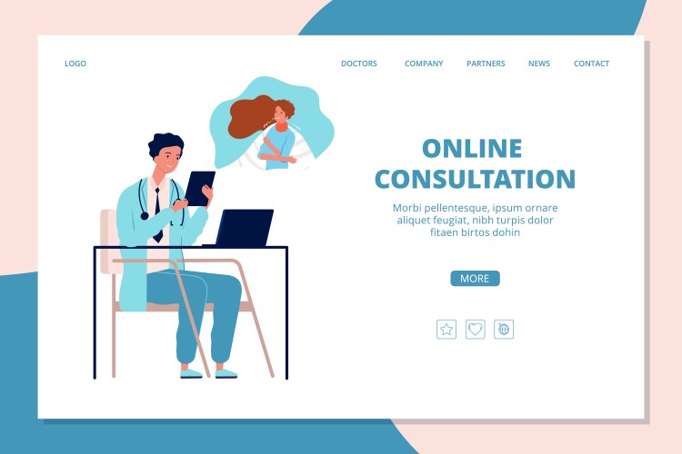 online doctor landing page internet treatment vector image