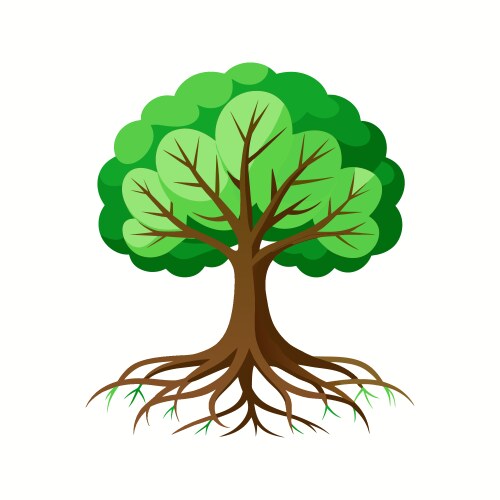 Tree with roots Royalty Free Vector Image - VectorStock