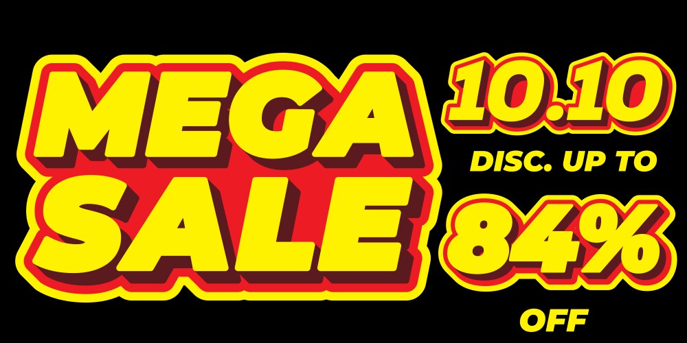 84 percent mega sale 1010 celebration discount 3d vector image