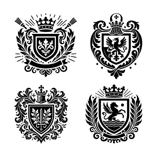 Heraldic Crest Silhouettes Vector Image