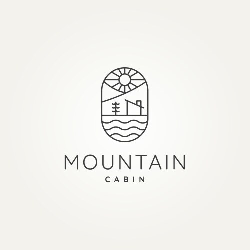 Mountain cabin minimalist badge line art logo Vector Image