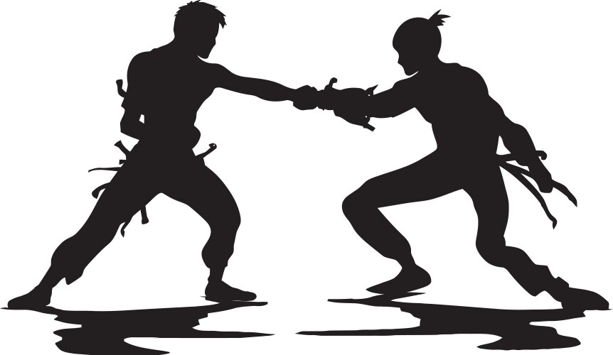 Struggle intensity two men in black icon Vector Image