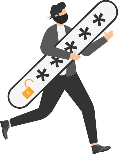 Thief hacker stealing sensitive data as passwords vector image