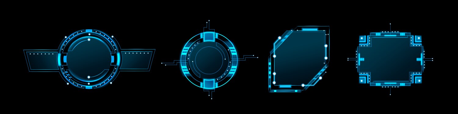 Hud ui game frame tech interface screen element vector image