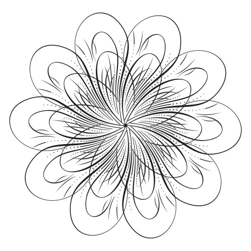 Mandala swirl seamless background black line Vector Image