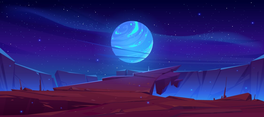 Cosmic Background Alien Planet Deserted Landscape Vector Image