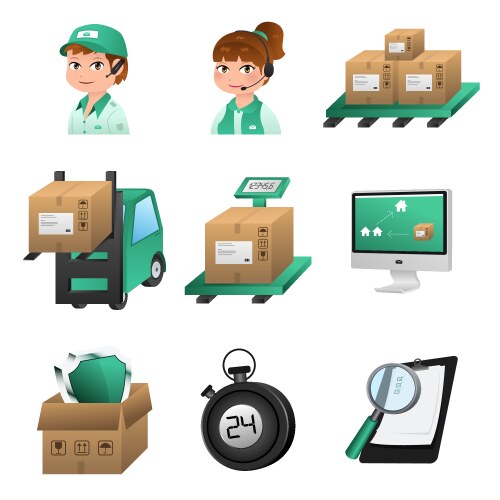 Icons warehouse and logistic Royalty Free Vector Image
