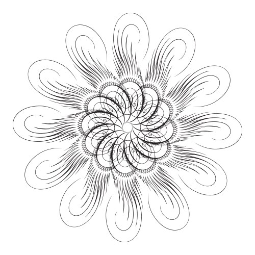 Mandala swirl seamless background black line Vector Image