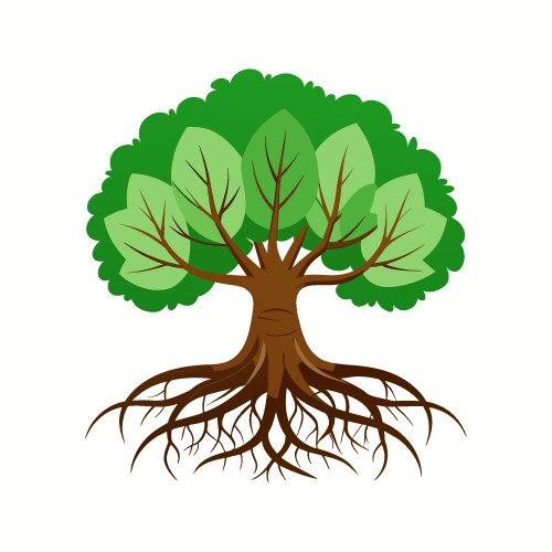 Tree with roots Royalty Free Vector Image - VectorStock