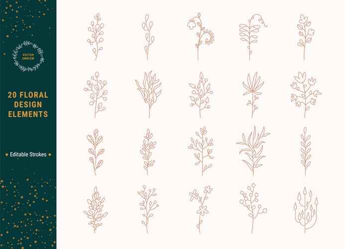 Botanical linear emblem set for logo design – Royalty-Free Vector ...