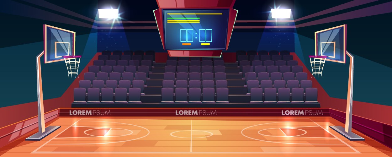 empty basketball court cartoon vector