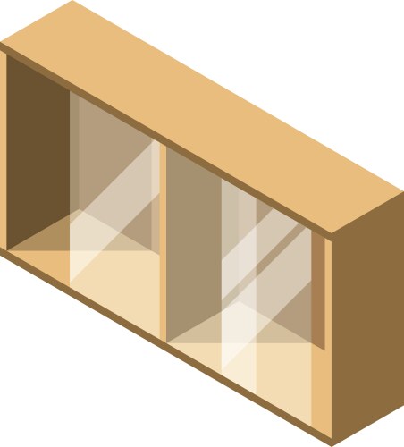 glass cabinet icon isometric wooden home storage vector