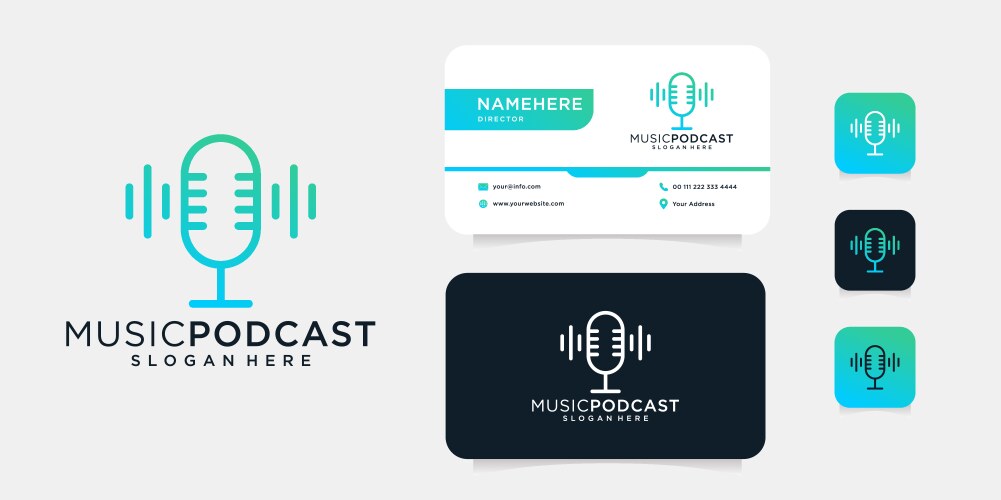 music podcast monogram mic logo design vector image