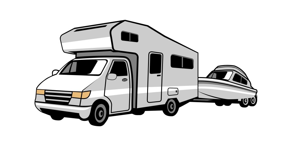 Rv recreational vehicle and boat design vector image