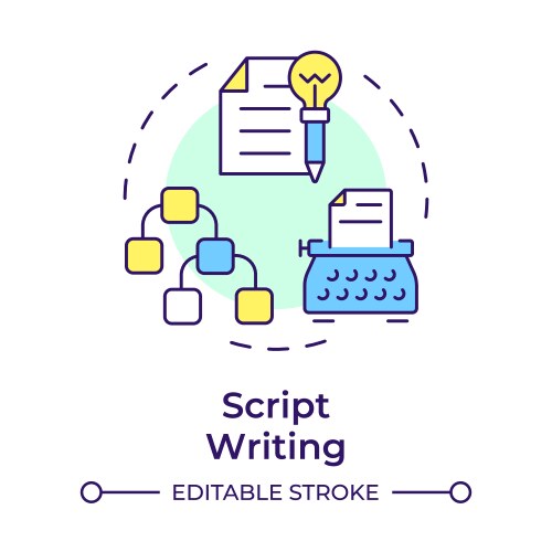 Script writing multi color concept icon Royalty Free Vector