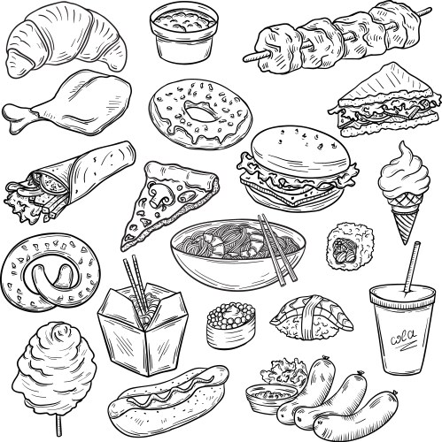 Hand Drawn Food Collection Vector Image