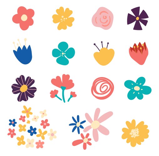 Floral Elements & Spring Flowers Vector Image