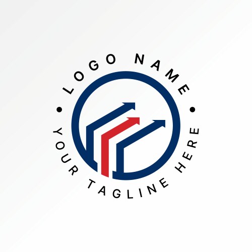 Three lines arrow 3d initial e font circle connect vektorbild
