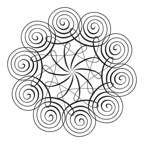 Mandala swirl seamless background black line Vector Image