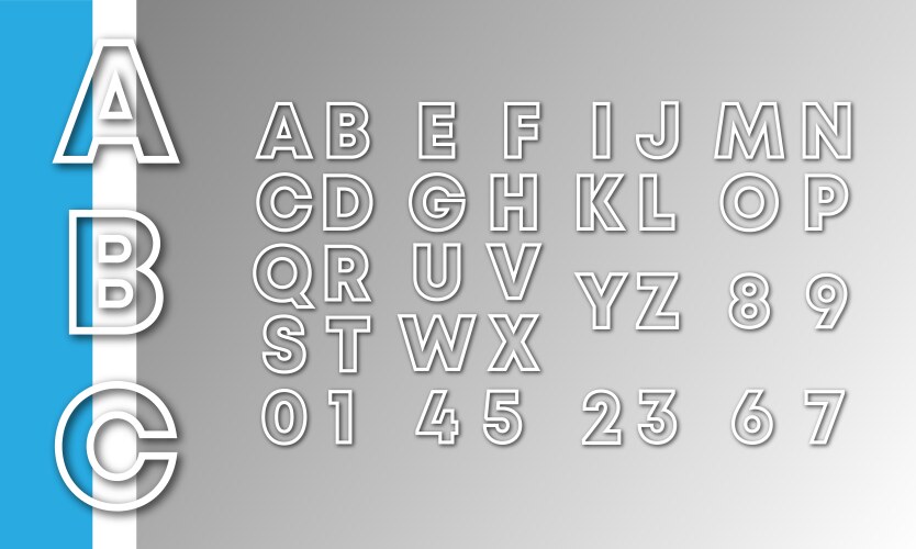 Alphabet font template letters and numbers line Vector Image