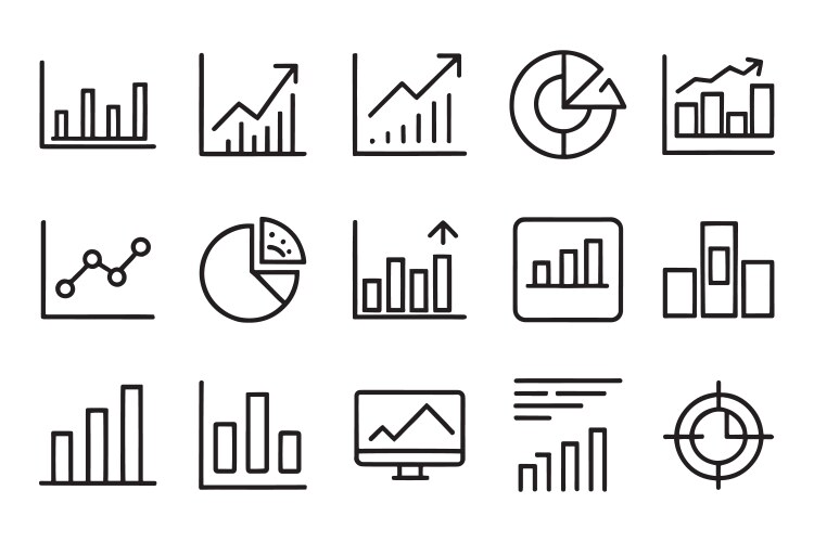 Graph charts data statistic and analytics related vector image